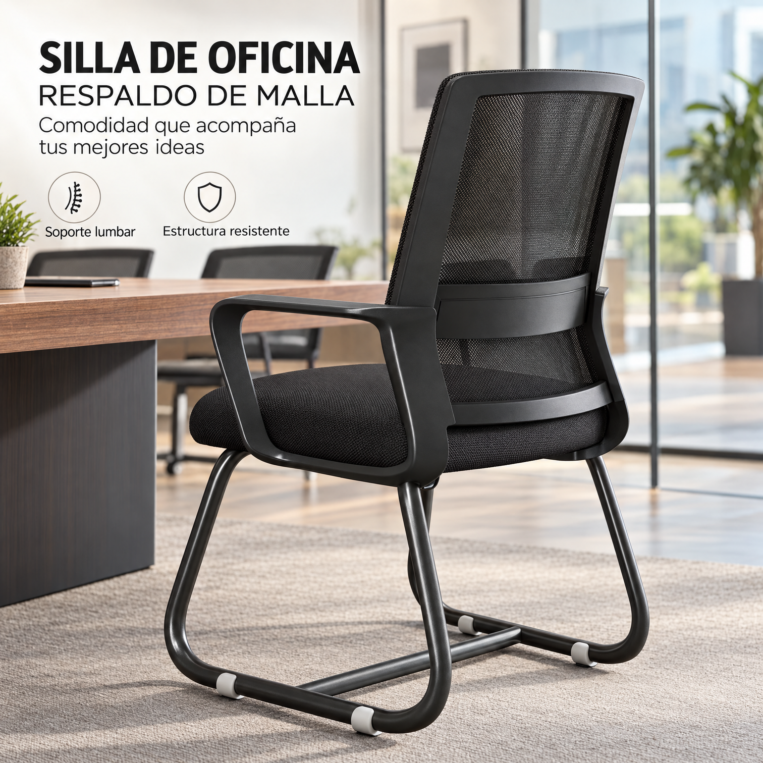 Silla interlocutora de oficina, sin rueda, color negro y plomo , desarmable, precio unidad